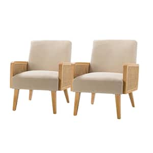 Delphine Tan Fabric Arm Chair (Set of 2)