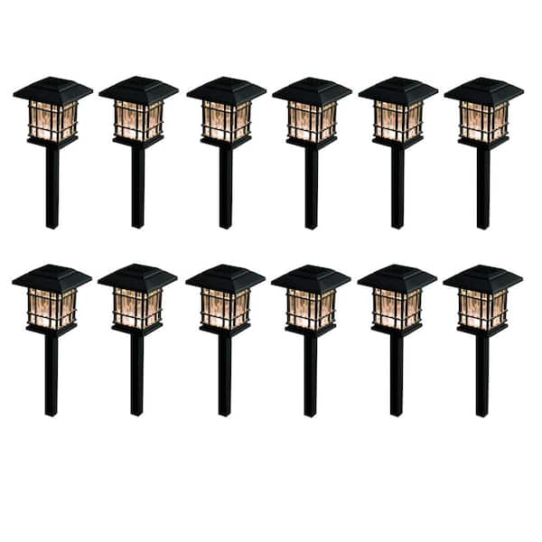 Hampton Bay Solar Black Outdoor Integrated LED 3000K 8 Lumens Landscape Pathway Light (12-Pack)