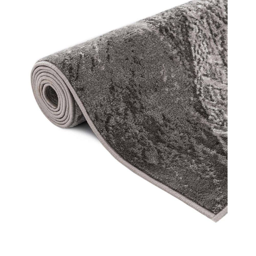 Dark Gray Geometric Pattern Low Pile Area Rug