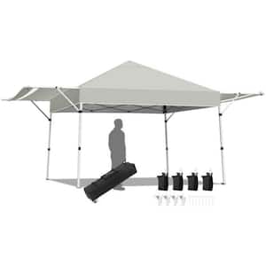 10 ft. x 17 ft. Gray Foldable Pop Up Canopy with Adjustable Instant Sun Shelter