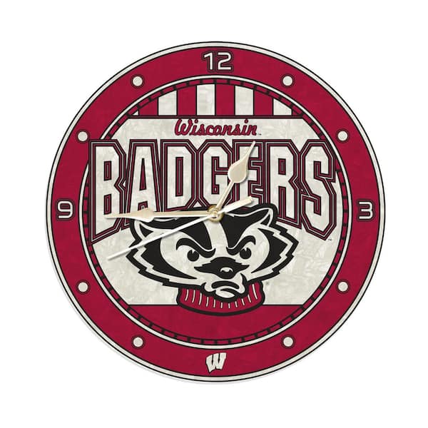 The Memory Company NCAA - 12 in. Wisconsin Art Glass Clock