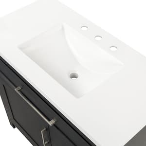Clady 37 in. W x 19 in. D x 35 in. H Bath Vanity in Matte Black with White Cultured Marble Vanity Top