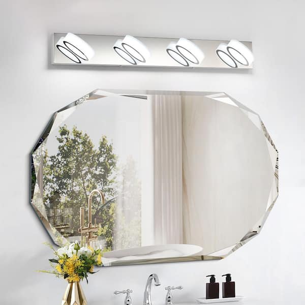 32in. 4 Light Chrome LED Bathroom Vanity Light Bar with Dimmable 5500K Light
