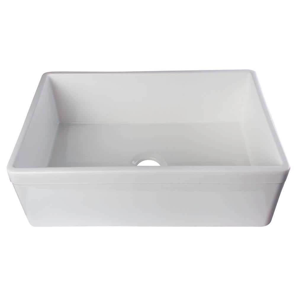 White Fireclay Farmhouse Drop-in Single Bowl Sink