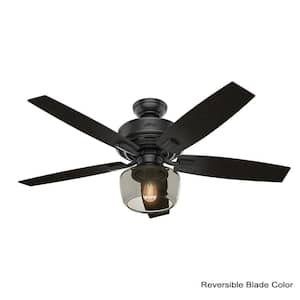 Bennett 52 in. LED Indoor Matte Black Ceiling Fan with Globe Light Kit and Handheld Remote Control