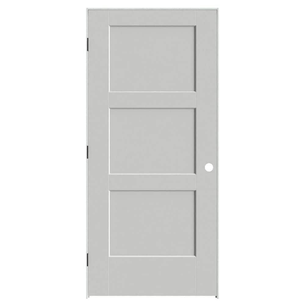 Calden 36 in. x 80 in. 3P Right-Hand Inswing Solid Core Gray Composite Single Prehung Interior Door with Black Hinge price history on PriceWatchPro