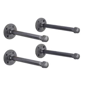 1/2 in. Black Pipe 10 in. L Wall Mounted Shelf Bracket Kit (4-Pack)
