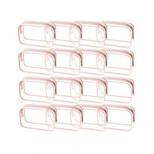 Peach Pink Clear Makeup Bags Bulk, TSA Approved Toiletry Bag for Travel, PVC Waterproof Travel Pouches