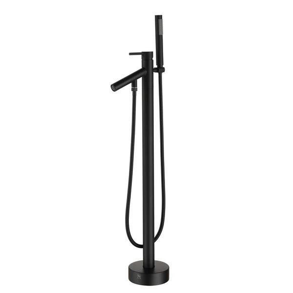  Single-Handle Freestanding Bath Tub Faucet with Hand Shower in Matte Black