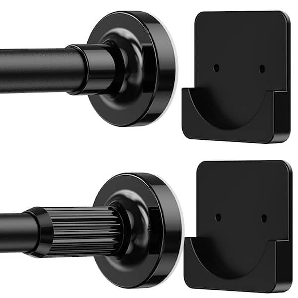 Adjustable 27 in. to 47 in. Stainless Steel Tension Shower Curtain Rod with Holders in Black