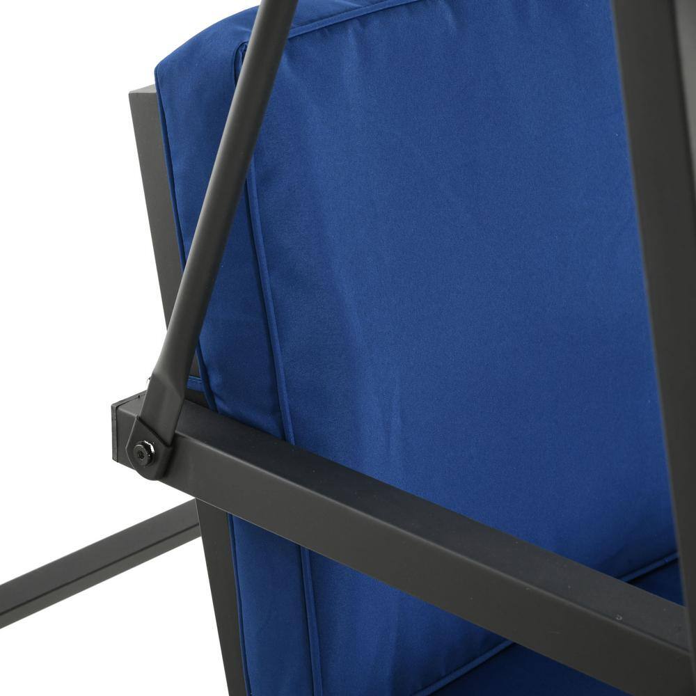 Blue Metal 3-Seat Outdoor Porch Swing with Canopy