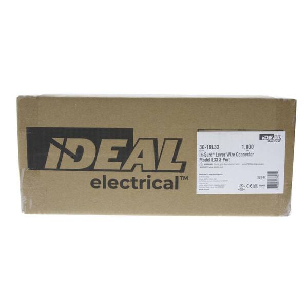 IDEAL In-Sure Lever Wire Connector, 10 AWG, 3-Port Box of