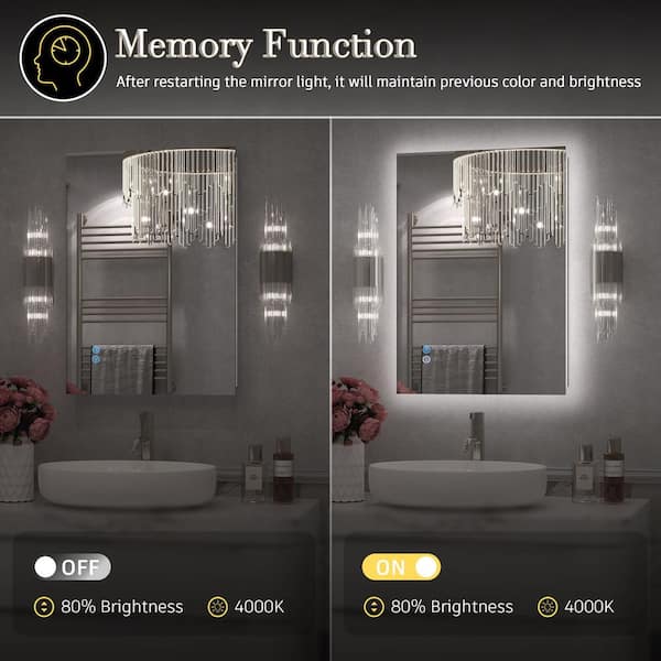 メモリー③ Apmir 60 in. W x 40 in. H Rectangular Frameless Wall Bathroom