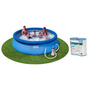 12 ft. W x 30 in. Deep Easy Set Inflatable Round Swimming Pool with 530 GPH Pump and 2 Filter Cartridges