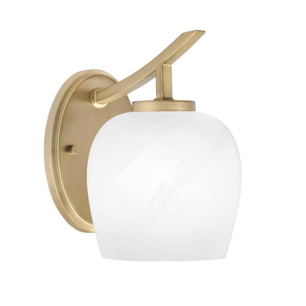 Unbranded Siena 1-Light New Age Brass Uplight Wall Sconce with White Marble Glass Shades