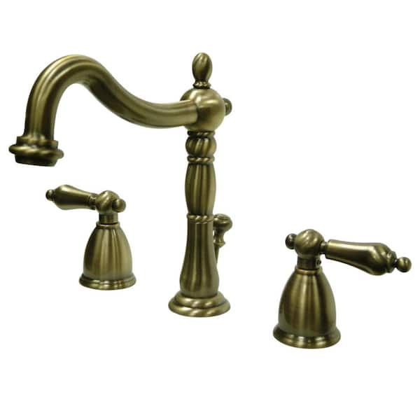 Kingston Brass Heritage 8 in. Widespread 2-Handle Bathroom Faucet in Antique Brass