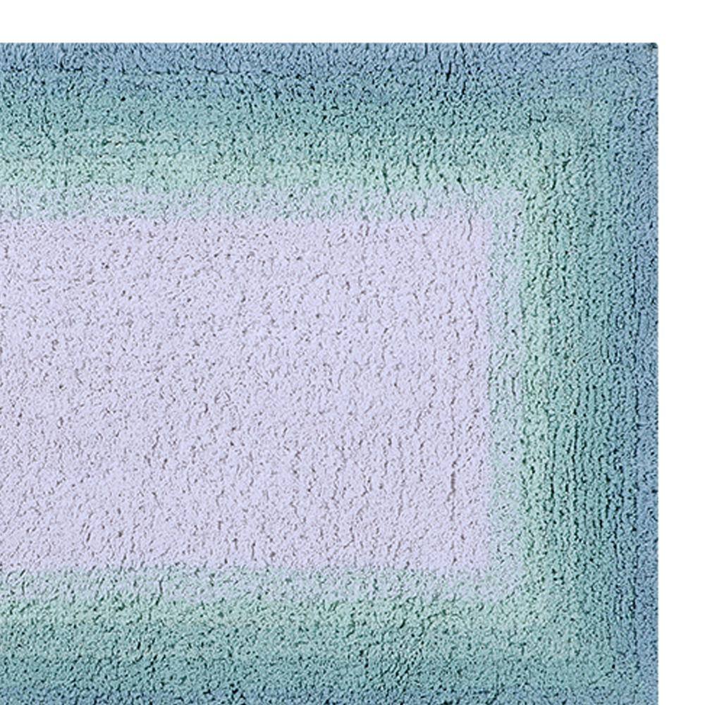Turquoise Ombre 100% Cotton Tufted Bath Rug with Non-Slip Backing