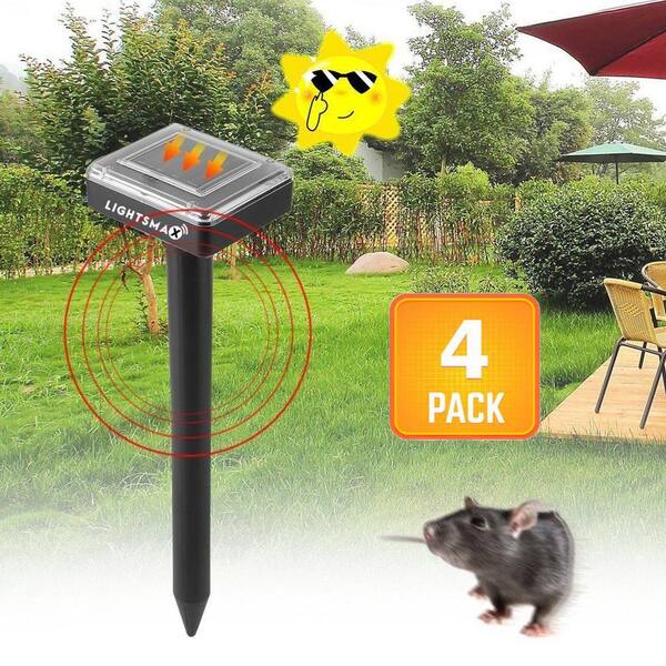 Redeo Solar Powered Ultrasonic Mole Repellent Gopher Repeller Vole Deterrent Pest Groundhog Chaser for Lawn Garden Yard Outdoor 4 Pack 