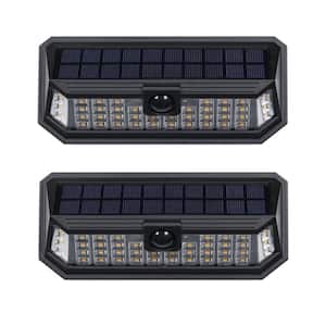 75-Watt Equivalent Integrated LED Black Solar Motion Activated Wall Pack Light (2-Pack)