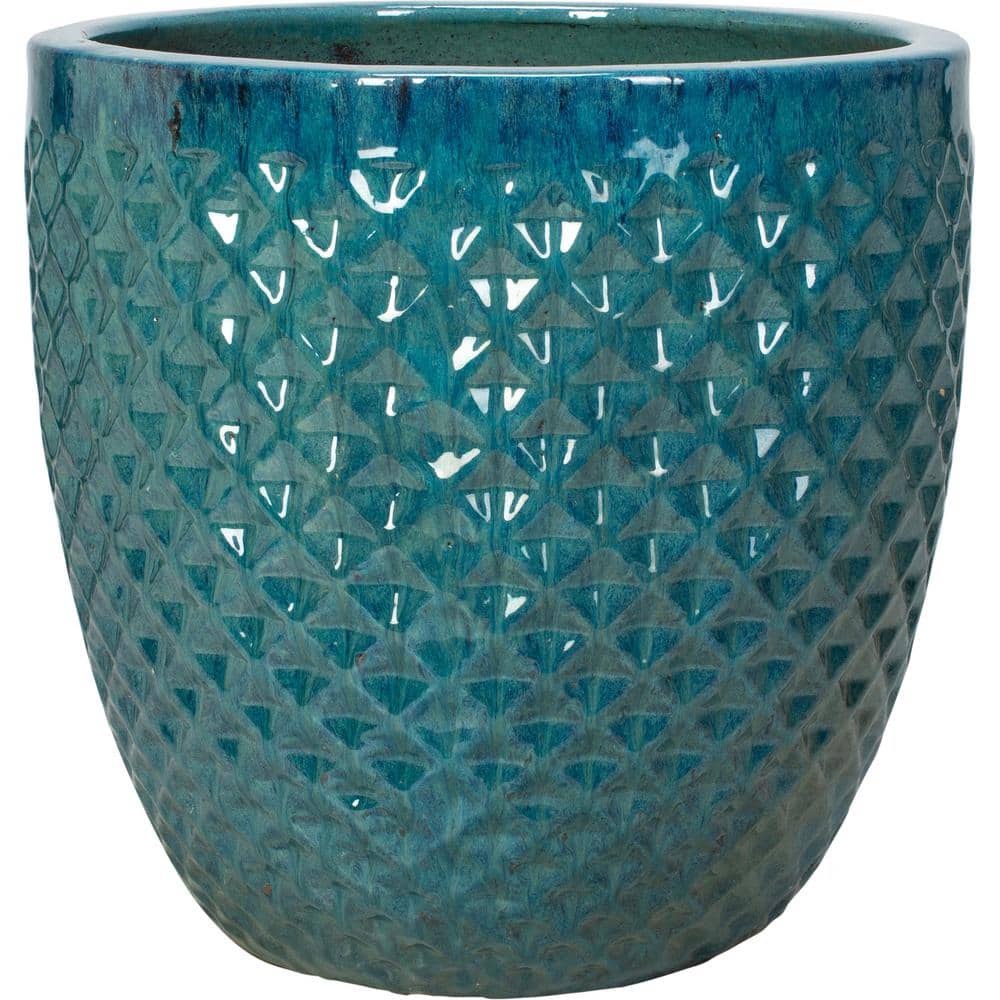 20 in. Turquoise Ceramic Hexham Garden Planter