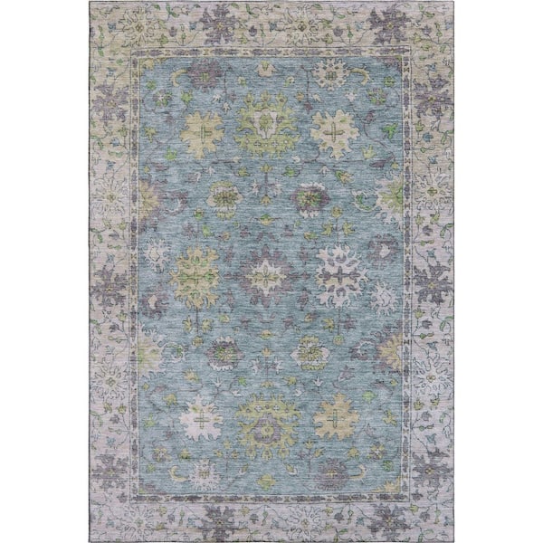 Mayfield Premium Machine Washable Abstract AMF2052 Seafoam 10 ft. x 14 ft. Area Rug