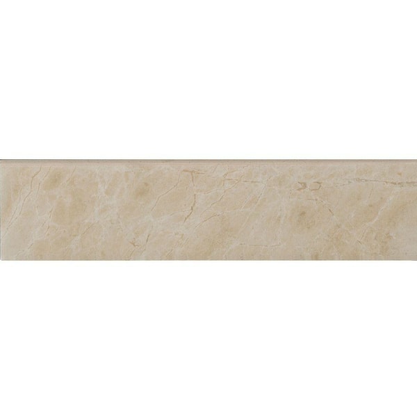 Florida Tile Home Collection Favrales Beige 3 in. x 12 in. Porcelain Floor and Wall Tile Bullnose (4.56 sq. ft./Case)