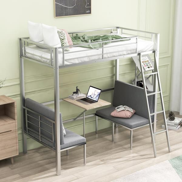 Gojane Silver Twin Size Loft Bed Over, Loft Bed Twin Size