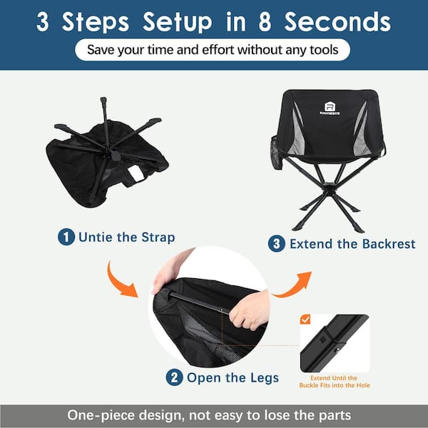 Foldable Camping Stool, Retractable Hiking Chair, One Leg Adjustable Mountaineering Camping Outdoor Barbecue Fishing Concert 4 Gear Height