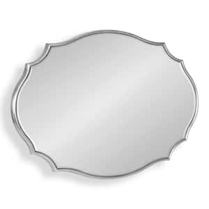 Leanna 24.00 in. H x 18.00 in. W Modern Oval Silver Framed Accent Wall Mirror