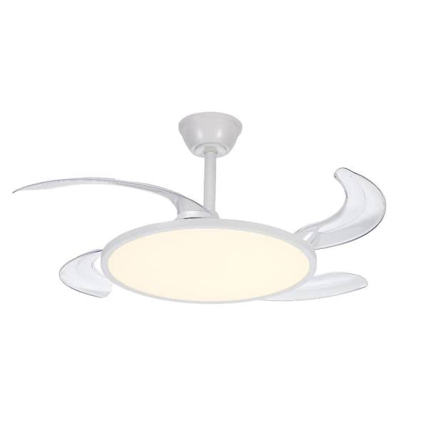 42 in. Smart Indoor White Downrod Mount Ceiling Fan with Remote and Integrated LED