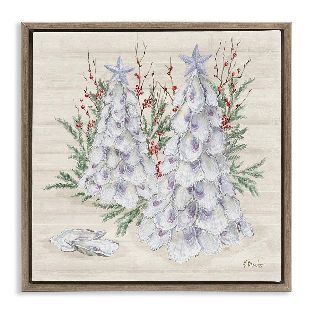 Seashells and Holly Trees by Paul Brent Brown Floater Frame Coastal Graphic Art Print 25 in. x 25 in. price history on PriceWatchPro