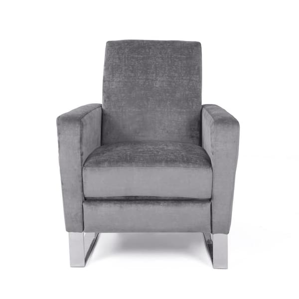 Noble House Brightwood Grey Push-Back Recline Upholstered Recliner