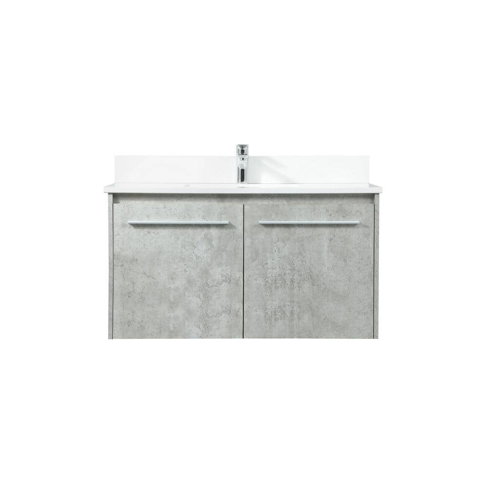 36 in. W Bath Vanity in Concrete Grey with Engineered Stone Vanity Top in I