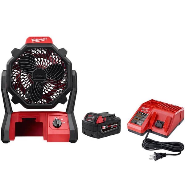 Milwaukee M18 18-Volt Lithium-Ion Cordless Jobsite Fan W/(1) 5.0Ah Battery and Charger