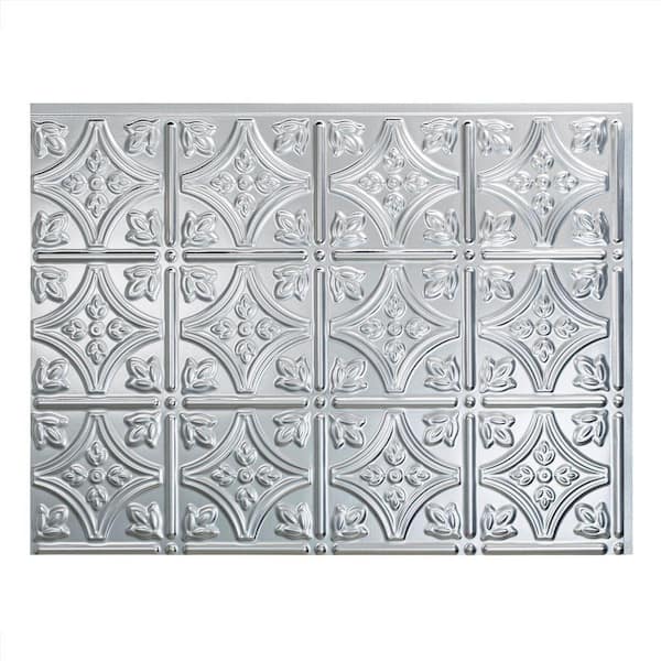 Fasade 18.25 in. x 24.25 in. Brushed Aluminum Traditional Style # 1 PVC Decorative Backsplash Panel