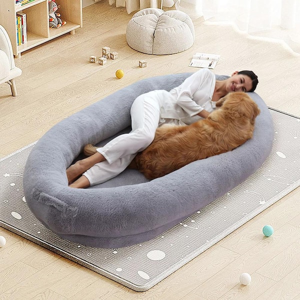 BOZTIY Human Dog Bed, 72 in. x 51 in. x 12 in. Giant Dog Bed for Adults & Pets Washable Large Bean Bag Bed for Humans (L, Grey)