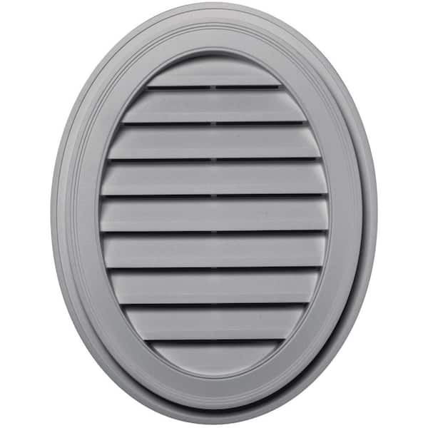 Builders Edge 21 in. x 27 in. Oval Gray Plastic Weather Resistant Gable Louver Vent