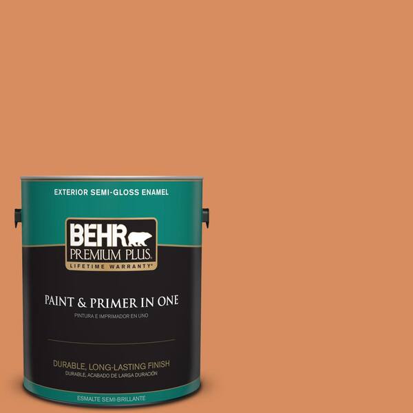 BEHR Premium Plus 1-gal. #M220-6 Pumpkin Puree Semi-Gloss Enamel Exterior Paint