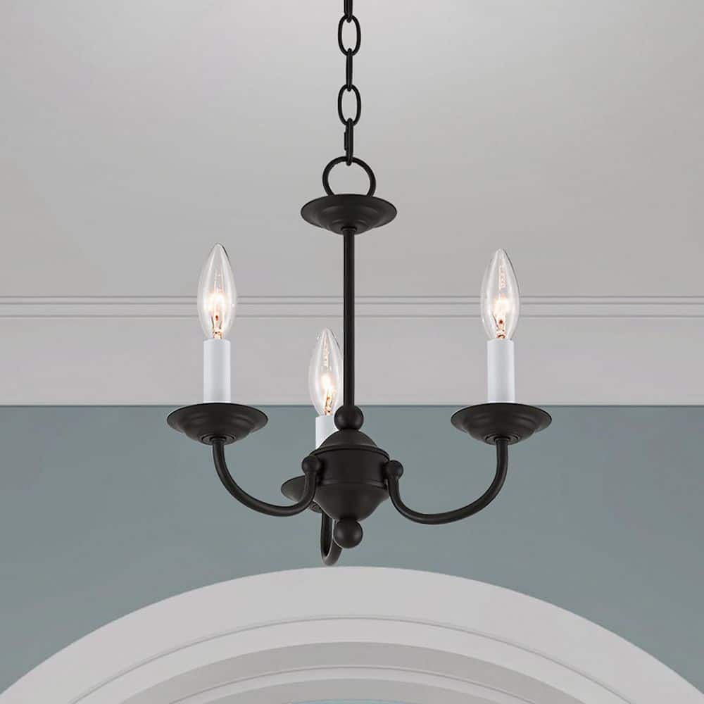 Black Steel 3-Light Mini Candle Chandelier