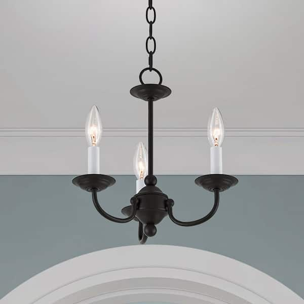 Livex Lighting Home Basics 3 Light Black Mini Chandelier 4153-04