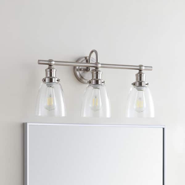 Dunes 3-Light Brush Nickel/Clear Indoor Sconce
