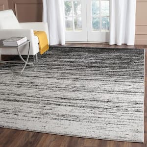 Adirondack Silver/Black 8 ft. x 10 ft. Solid Striped Area Rug