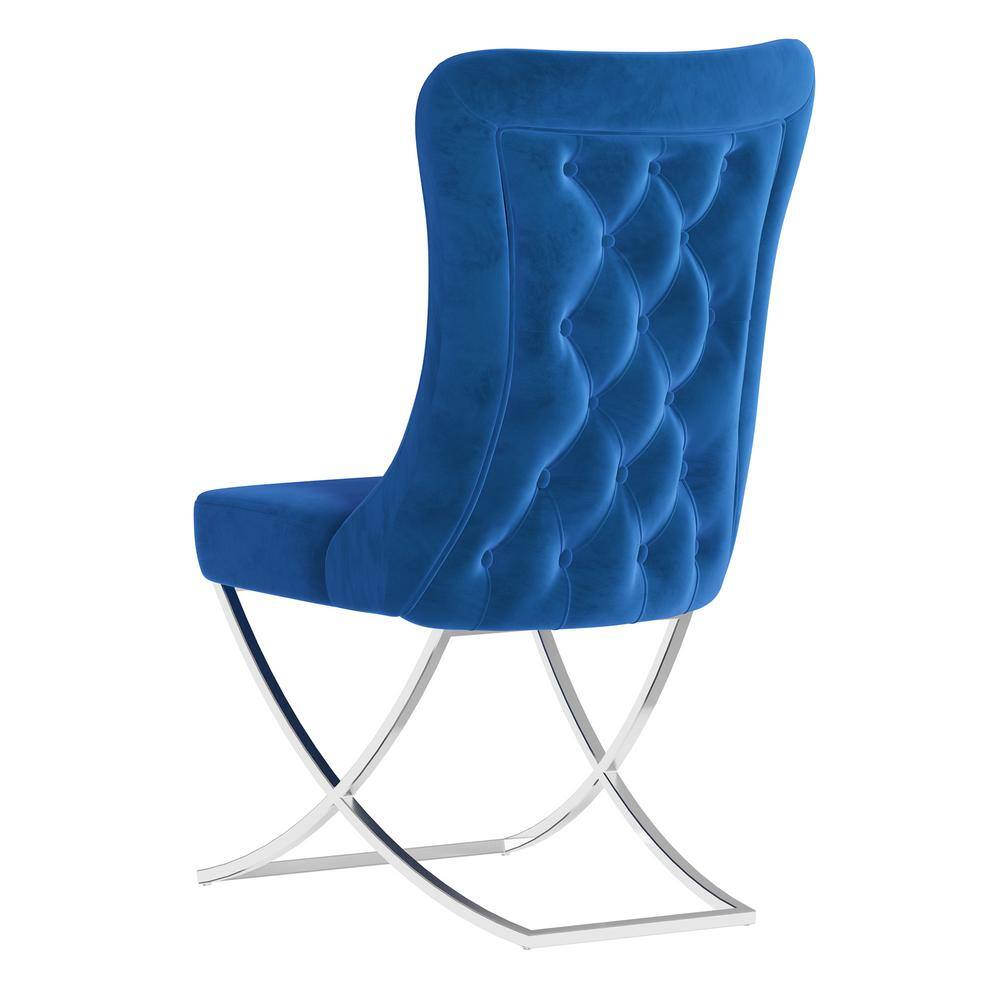 Majestic Blue High Back Microfiber Upholstered Dining Chair Set