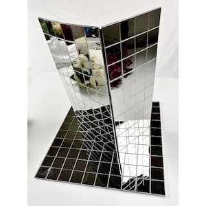 Modern Design Silver Square Mosaic 12 in. x 12 in. Stainless Steel Decorative Peel and Stick Tile (20 Sq. Ft./Case)