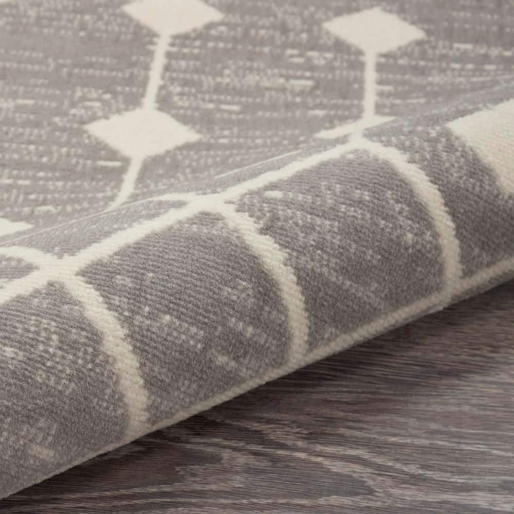 Elysian Geometric Gray Hand-Knotted 2'3" x 7'6" Synthetic Area Rug