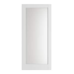 20 in. x 80 in. 1-Lite Solid Core Frosted Glass White Primed Composite MDF Interior Door Slab