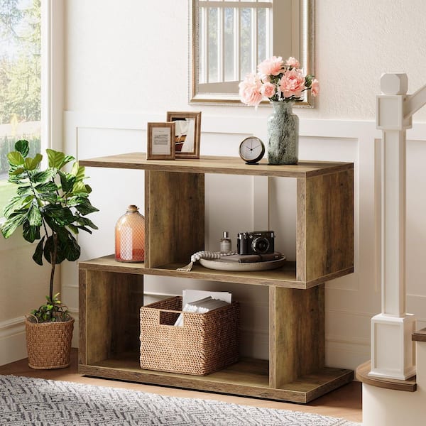 BYBLIGHT Turrella 31.5 in. Brown Rectangle Wood Console Table with Storage for Living Room