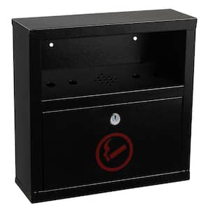Black Steel Wall-Mounted Cigarette Outdoor Ashtray