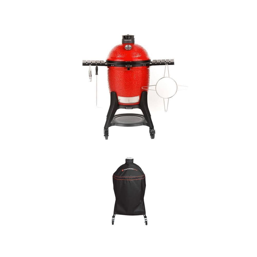 Kamado Joe Classic Joe III 18 in. Red Charcoal Grill with Cart and