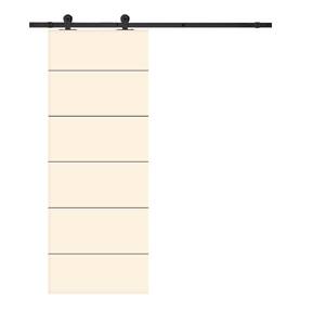 Modern Classic 34 in. x 80 in. Beige Stained Composite MDF Paneled Sliding Barn Door with Hardware Kit